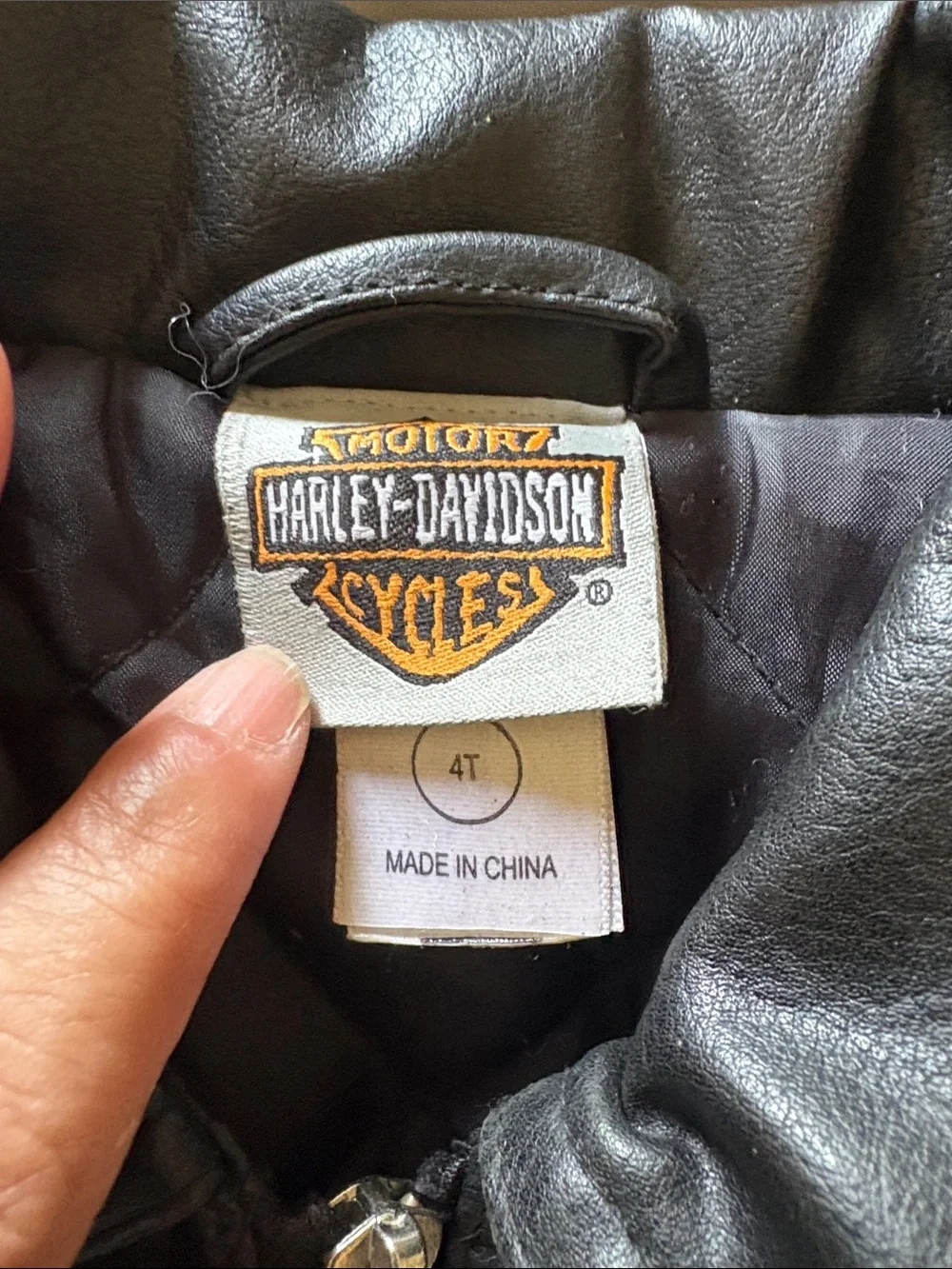 Harley-Davidson Girl Black Studded Embroidered Faux Leather Jacket EUC 4T